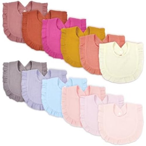 Baby Drool Bibs for Unisex Girls Boys 12 Pack Baby Muslin Bibs for Drooling and Teething