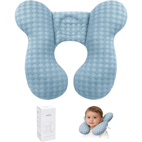KAKIBLIN Baby Travel Pillow, Baby Neck Pillow for Car Seat, U-Shaped Head and Neck Support for Stroller Pushchair, Soft Cooling Breathable Infant Head Pillow for Newborn Toddler