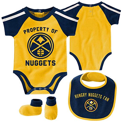 Outerstuff NBA Newborn Infants Rebound 3 Piece Creeper, Bib and Bootie Bodysuit Set