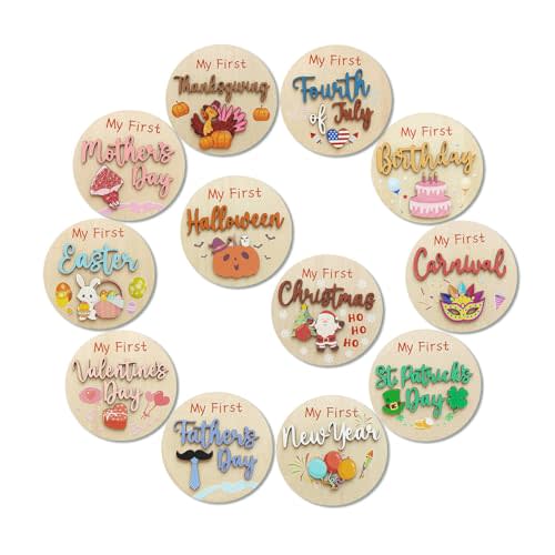 12 Pcs My First Halloween, My First Holiday Milestone Signs, Baby Milestone Signs, Baby Announcement Sign, Newborn Announcement Sign, Hanksgiving Newborn Photo Props for Shower Party Supplies Gift
