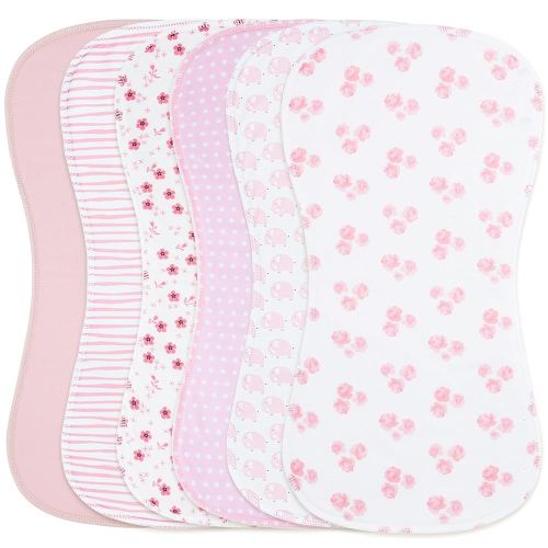 Baby Burp Cloths Large Size 3-Layers Thicken 100% Cotton Super Absorbent and Soft Baby Spit Up Burping Rags Baby Burp Cloth Set for Girls 6 Pack