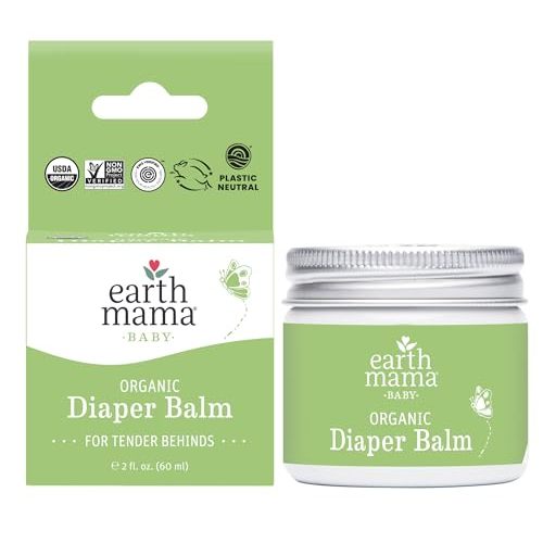 Earth Mama Organic Diaper Balm | Diaper Cream for Baby | EWG Verified, Petroleum & Artificial Fragrance-Free with Calendula for Sensitive Skin, 2-Fluid Ounce