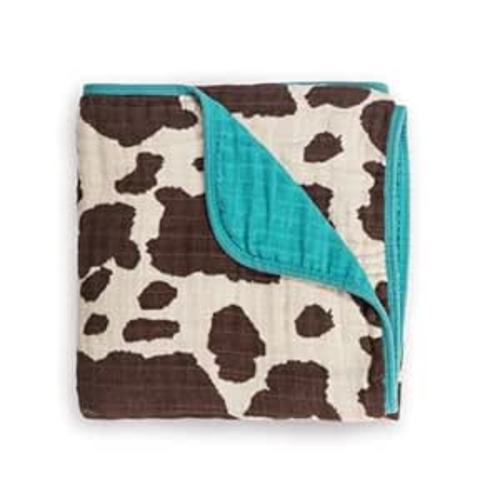 Itzy Ritzy Baby Blanket – Soft Cotton Muslin Multi-Use Blanket - Can Be Used as a Tummy Time Mat, Nursing Cover, Stroller Shade & More – Measures 30" x 40", Machine Washable (Cow Print)
