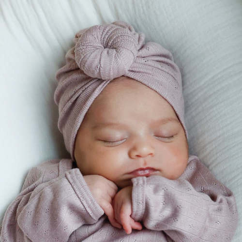 Headwrap in Mulberry Pointelle