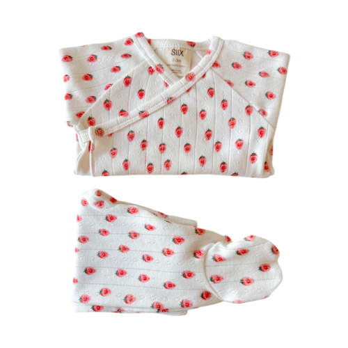 White Strawberry / Organic Pointelle Newborn Set