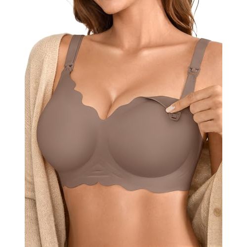 DEANGELMON Maternity Nursing Bra for Women Breastfeeding - Jelly Pregnancy Pumping Breast Feeding Seamless Bras with Support