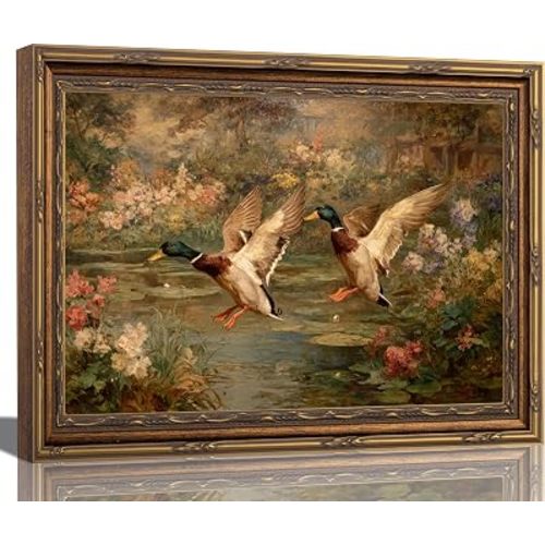 sezhylee Mallard Duck Framed Wall Art Vintage Duck Wall Decor 9x11in