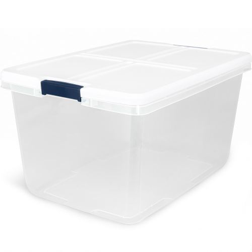 Project Source Medium 16.5 -Gallons ( 66 -Quarts ) Clear/White Stackable Tote with Latching Lid