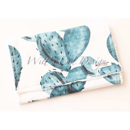 Burp cloth-TEAL PRICKLY PEAR burp cloth. Mix & Match gender neutral burp cloth-Baby Shower Gift. Burp Rag. burp pads. cactus burp cloth