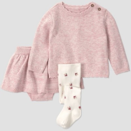 Carter's Just One You® Baby Girls' Long Sleeve, Skirt, and Tights Sweater Set - Pink 3M