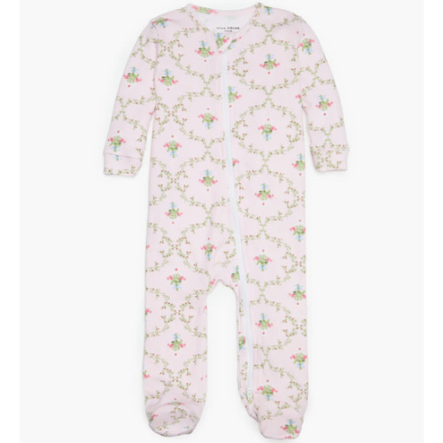 The Footie Pajama - Light Pink Trellis