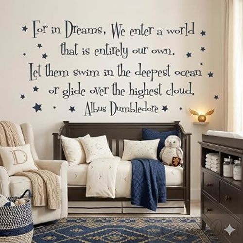 Eclectic Home Decor Albus Dumbledore Dreams Quote Wall Decal, Nursery Vinyl Sticker, Kids Bedroom Décor