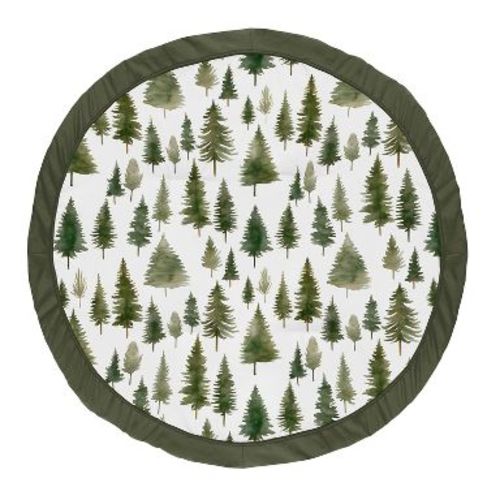 Sweet Jojo Designs Gender Neutral Unisex Baby Tummy Time Playmat Woodland Pine Tree Green and White
