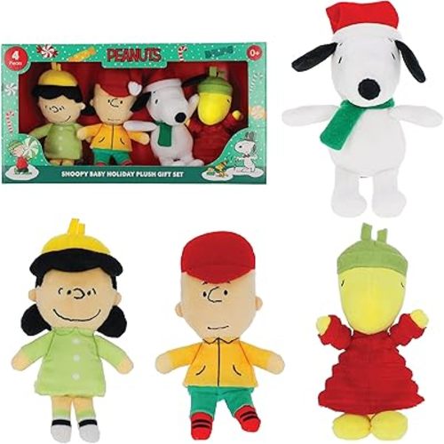 Kids Preferred Peanuts 4 Piece Plush Set - Charlie Brown, Snoopy, Woodstock, and Lucy - Soft Stuffed Animal Toys for Baby and Toddler Boys & Girls