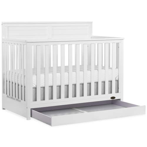 Dream On Me Reign 5 in 1 Convertible Crib with Under Drawer in White
