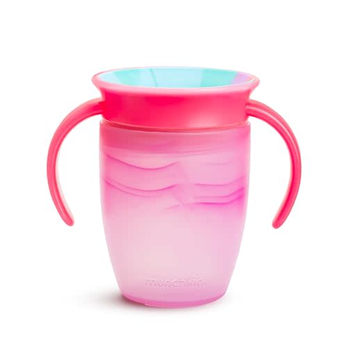 Munchkin® Miracle® 360 Trainer Sippy Cup with Handles, Spill Proof, 7 Ounce, Tropical Swirl, Pink Multi