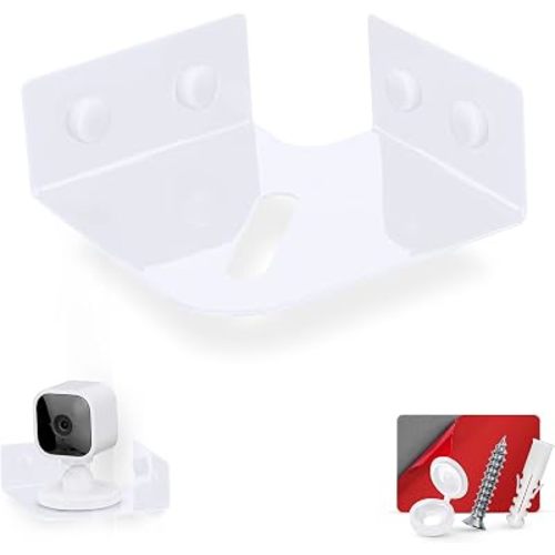 BRAINWAVZ Small Metal Corner Shelf for Security Cameras, Baby Monitors, Speakers, Home Decor & More Universal Shelf Adhesive & Screw-in Wall Mount (White)