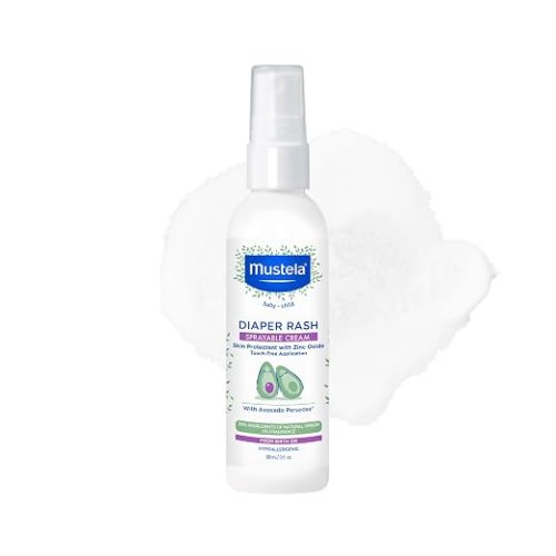 Mustela Baby Diaper Rash Cream Spray – Touch-Free protectant with Zinc Oxide & Natural Avocado - Treats, Soothes and Prevents Diaper Rash- Fragrance-Free - 3 fl. oz