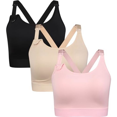 Suekaphin Supportive Nursing Bra Breastfeeding for Pregnant Women,Cross Back Maternity Bra Wire-Free Fixed Cups Wide Straps