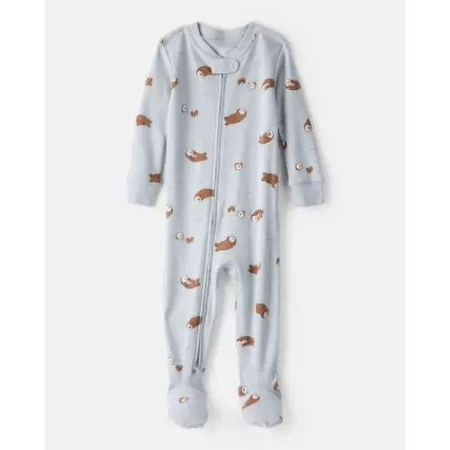 Toddler Boy Otter 100% Cotton Snug Fit Footie 1-Piece Pajamas - Blue | Carter's