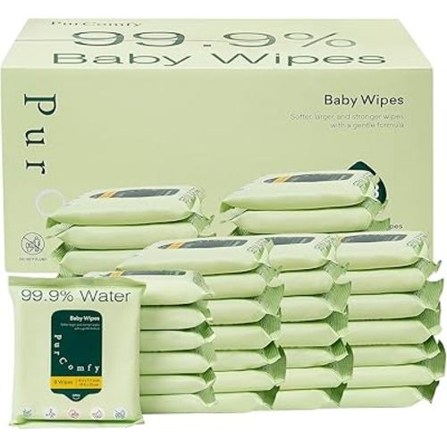 PurComfy Baby Wipes Unscented, 42 Travel Pack Baby Wipes with Plant Based, Hypoallergenic for Sensitive Newborn Skin, Total 336 Count Wipes