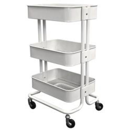 Designer's Image™ White 3-Tier Metal Utility Cart - 50 lb Capacity