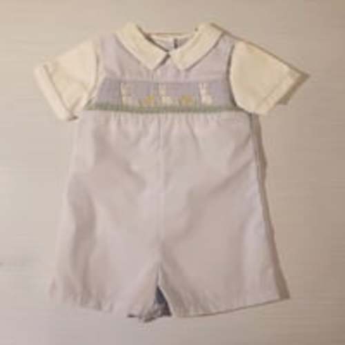 Petit Ami 9M Baby Romper Embroidered Smocked Bunny Easter Blue Preppy Classic