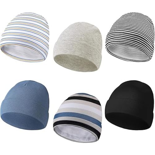 Newcotte 6 Pcs Preemie Baby Hats Cotton Preemie Caps Warm Newborn Beanie Premature Hat for Nicu Premature Baby Boy Girl
