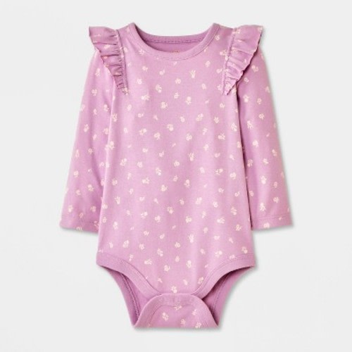 Baby Girls' Floral Ruffle Bodysuit - Cat & Jack™ Purple 12M