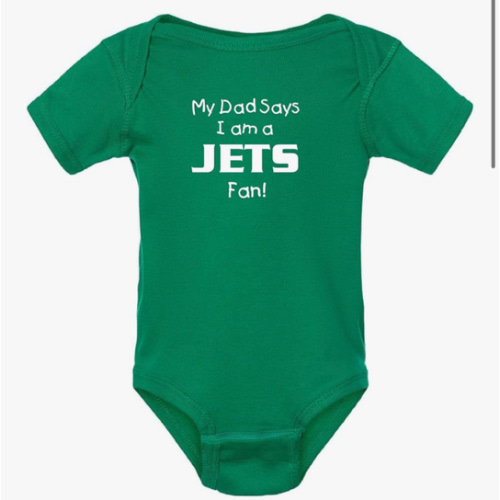 Campus Originals My Dad Says I am a Jets Fan Baby Bodysuit - Kelly Green