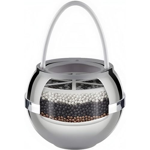 Crystal Quest Premium Bath Ball Water Filter for Bathtub - 3-Stage Filtration, Removes Chlorine, Chloramine & Byproducts, 2,500 Gallons, BPA Free, pH Balanced Water, Fits Most Tubs, Chrome