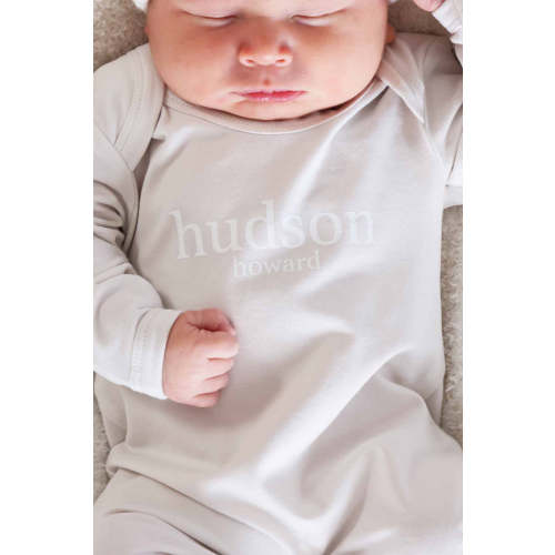 Personalized Full Length Snap Romper | Light Sand