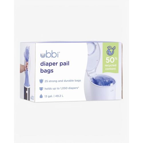 Ubbi Diaper Pail Plastic Bags, 13-Gallon Capacity, 3 Pack, 75 Count