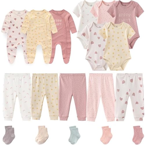 Baby Boy Girl Clothes Cotton Unisex Newborn Layette Gift Set and Accessories 18 Pack Baby Outfit 0-12Months