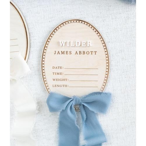 Wooden Trim Newborn Baby Birth Stat Sign, Hospital Announcement Sign, Nursery Decor, Baby Shower Gift, Boy Milestone Marker, Milestone Cards