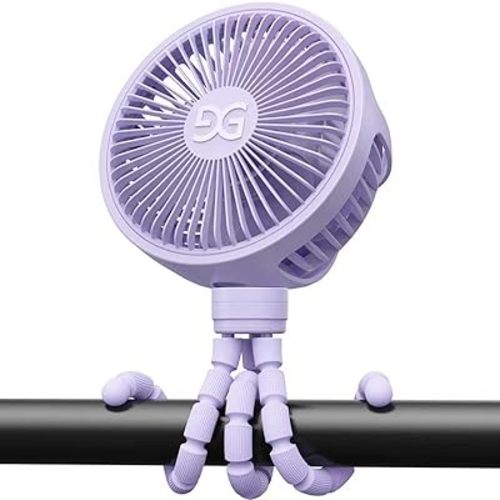 GUSGU Stroller Fan Clip on for Baby, Flexible Tripod & Rechargeable Battery, Small Personal Fan, Mini Portable Fan for Travel, Handheld, Car (Purple)
