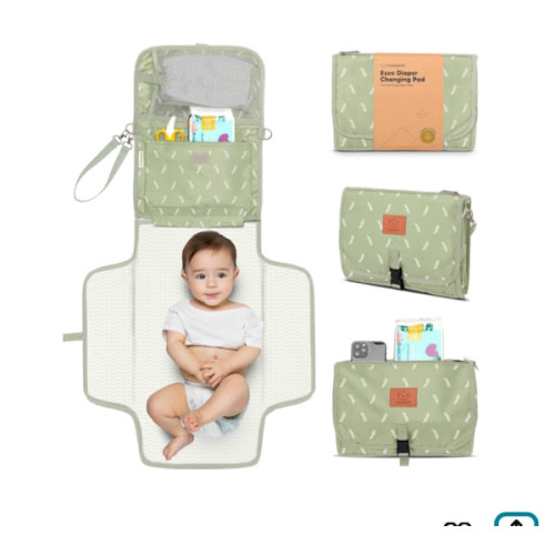 KeaBabies Portable Diaper Changing Pad - Large Waterproof Baby Changing Mat, Compact Travel Diaper Clutch, Functional Pockets Fit Newborn Essentials, Wipeable & Padded Baby Changer (Acacia)