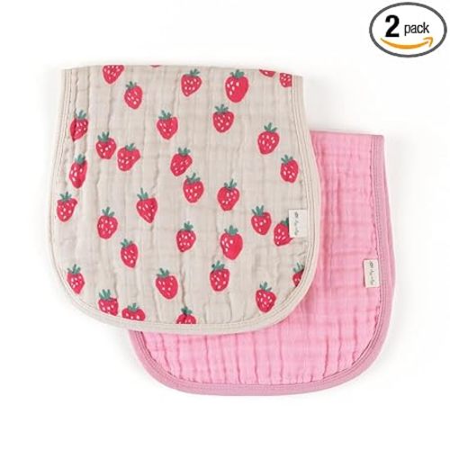 Itzy Ritzy Set of 2 Baby Burp Cloths – Ultra-Soft Absorbent Burping Cloths for Babies - Made of 100% Cotton Muslin and Generously Sized with Trendy Coordinating Prints – Machine Washable (Strawberry)