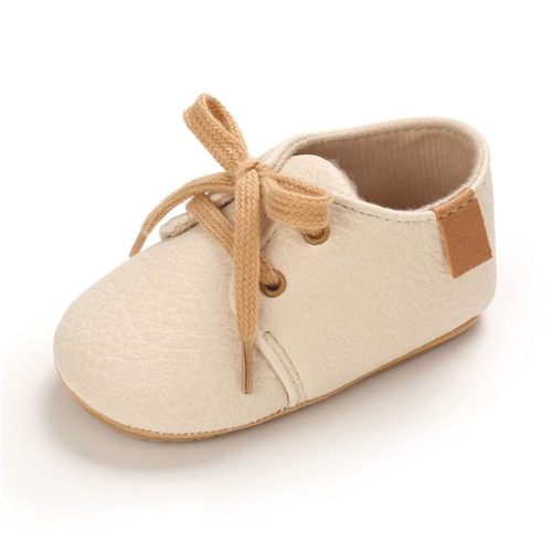 Baby Boys Girls PU Leather Shoes Soft Rubber Sole Lace-up Oxford Sneakers Infant Crib Shoes for Toddler First Walkers