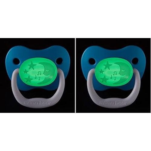 Amazon Brand - Mama Bear Glow-in-The-Dark Baby Pacifier, Stage 2 (6-12M), BPA Free, Assorted Colors, 4 Count (Pack of 2)