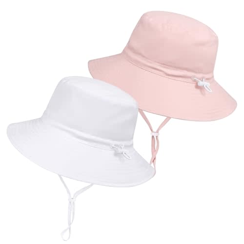 Baby Toddler Sun Hat,Boys Girls Adjustable Bucket Hat for Kids UPF 50+ Sun Protective Child Summer Beach Hats 0-5 Years
