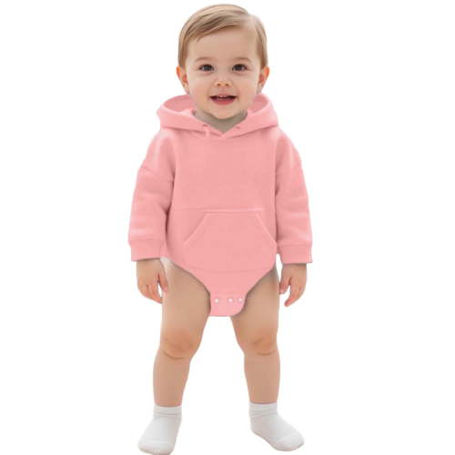 Hxshgdsn Baby Hoodie Onesie With Large Pocket Long Sleeve Sweatshirt Crotch Opening Soft Tops Pink 3-6Months