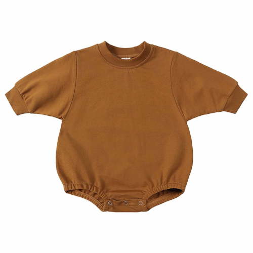 Odeerbi Baby Bodysuit Layette Onesie for Toddler Fall Spring Girls Boys Cute Romper Long Sleeve Button Sweatshirt Jumpsuits Coffee