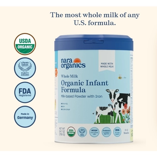 Organic Whole Milk Infant Formula – Full size cans – Nara Organics