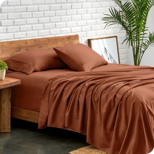 4 Piece Ultra Soft Brushed Easy Care Sheet Set by Bare Home - Queen, Terracotta