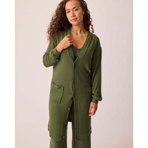 CozyKnit Long Cardigan | Deep Olive - Kindred Bravely