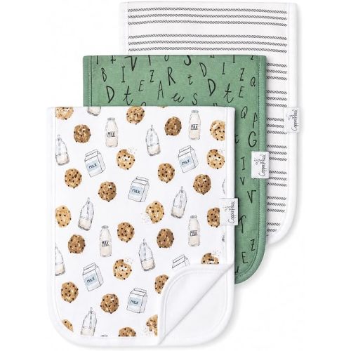 Copper Pearl Premium Baby Burp Cloths - 3-Pack Large Cotton Burp Cloths, Extra Soft Spit Up Rags with 3 Absorbent Layers, Perfect for Baby Boy and Baby Girl Gifts (21" x 10" Size, Chip Set)