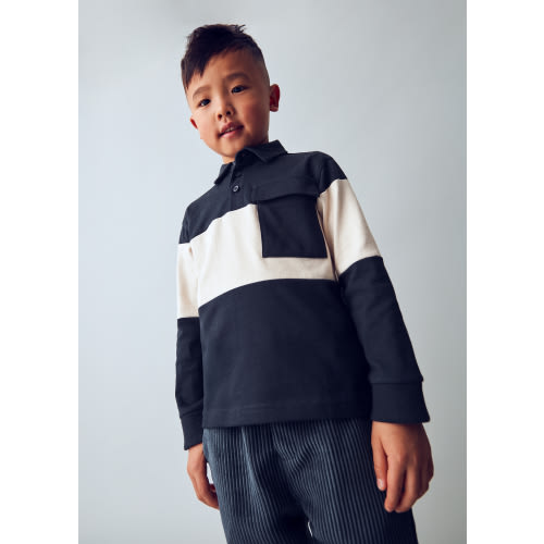 Boy Striped Knit Polo Shirt