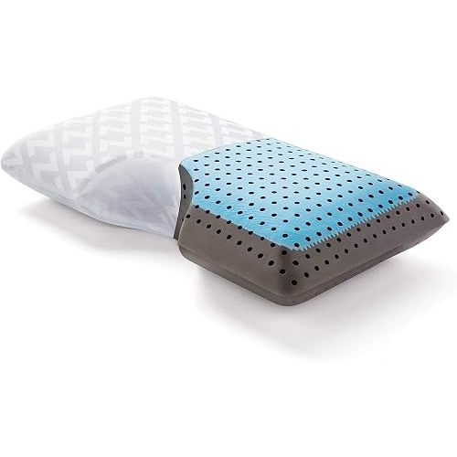 MALOUF Z Shoulder CARBONCOOL LT OMNIPHASE Memory Foam Pillow–Continual Temperature Regulation–for Side Sleepers, Gray, Queen/Shoulder Cutout