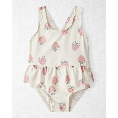 Baby Girl Recycled Strawberry-Print Swimsuit - Little Planet | Carter's